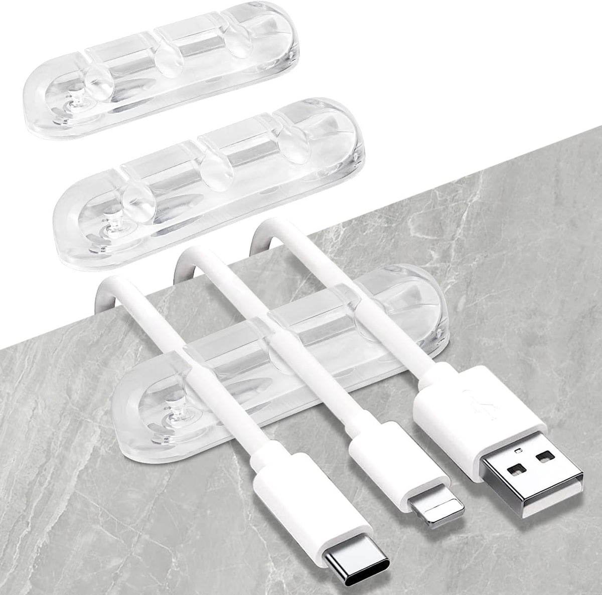 SOULWIT® Kabelhalter Kabelclips, [3 Stück] Kabelmanagement Selbstklebend Kabel Organizer Vielzwecke Kabelführung Set Für Schreibtisch Computer PC, USB Ladekabel, Zuhausebüro