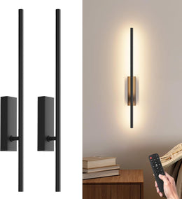 2 Stück LED Wandleuchte Mit Fernbedienung Schwarz - 100CM, 28W 330° Schwenkbar, 3000K-6000K, Mit Dimm- Und Timing-Funktionen, Für Wohnzimmer, Schlafzimmer, Flur, Küche