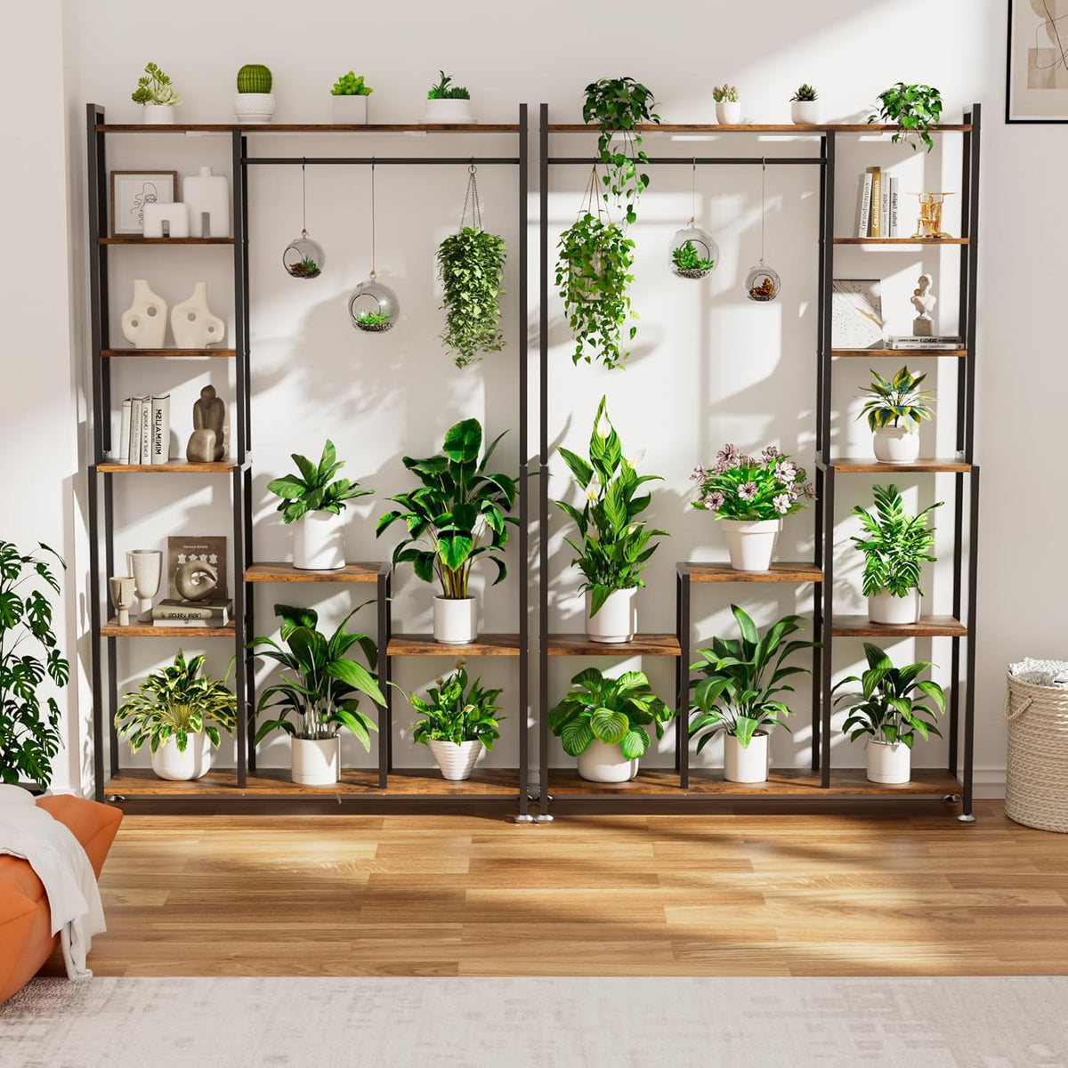 Pflanzenständer Mit Wachstumslicht – 180 Cm Hoch, Blumenständer Mit 8 Etagen, Metall, Quadratisches Design, Pflanzenregal Für Wohnzimmer, Balkon, Terrasse Und Garten