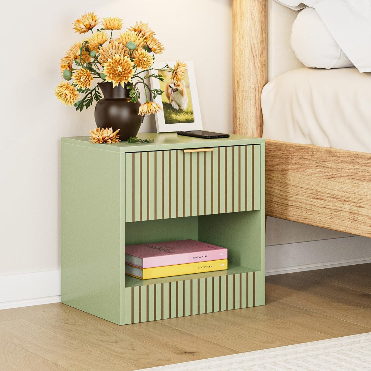 Nachttisch Eiche, Kleiner Nachtschrank Mit Schublade, Holz Nachttische Für Kinder, Nachtkommode 41X39X28 Cm, Beistelltisch Für Schlafzimmer,Wohnzimmer,Büro,Dunkle Eiche
