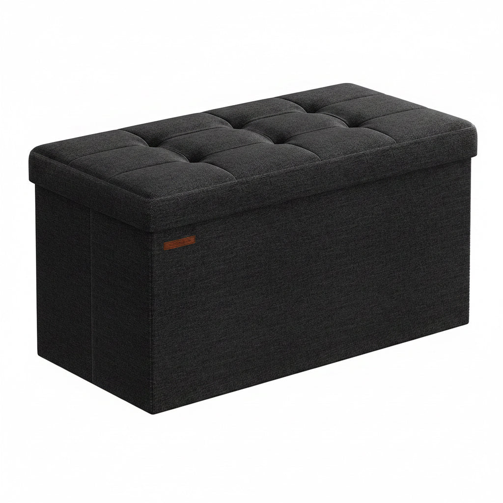 SONGMICS Sitzhocker Mit Stauraum, Klappbare Sitzbank, 38 X 110 X 38 Cm Fußbank, Aufbewahrungsbox, Bis 300 Kg Belastbar, Für Wohnzimmer Schlafzimmer Flur, Schiefergrau LSF77K