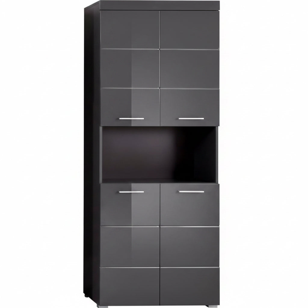 Trendteam Smart Living - Amanda - Hochschrank - Weiß Hochglanz - Badezimmerschrank Mit 2 Verstellbaren Einlegeböden - (Bxhxt) 37 X 190 X 31 Cm - Moderner Badschrank Mit 4 Fächern Und Einer Ablage