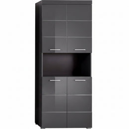 Trendteam Smart Living - Amanda - Hochschrank - Weiß Hochglanz - Badezimmerschrank Mit 2 Verstellbaren Einlegeböden - (Bxhxt) 37 X 190 X 31 Cm - Moderner Badschrank Mit 4 Fächern Und Einer Ablage
