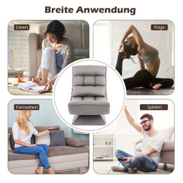 360° Drehbarer Bodensessel Mit Rückenlehne & Lendenkissen Bodenstuhl Lazy Sofa