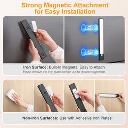 Gritin 26Cm Schrankbeleuchtung Unterbauleuchte Küche LED Bewegungsmelder, Hell Küche Licht Aufladbar,3 Farbe&5 Helligkeit,4 Modi,Einfach Montage Stark Magnet Schranklicht, 2 Stück-Schwarz