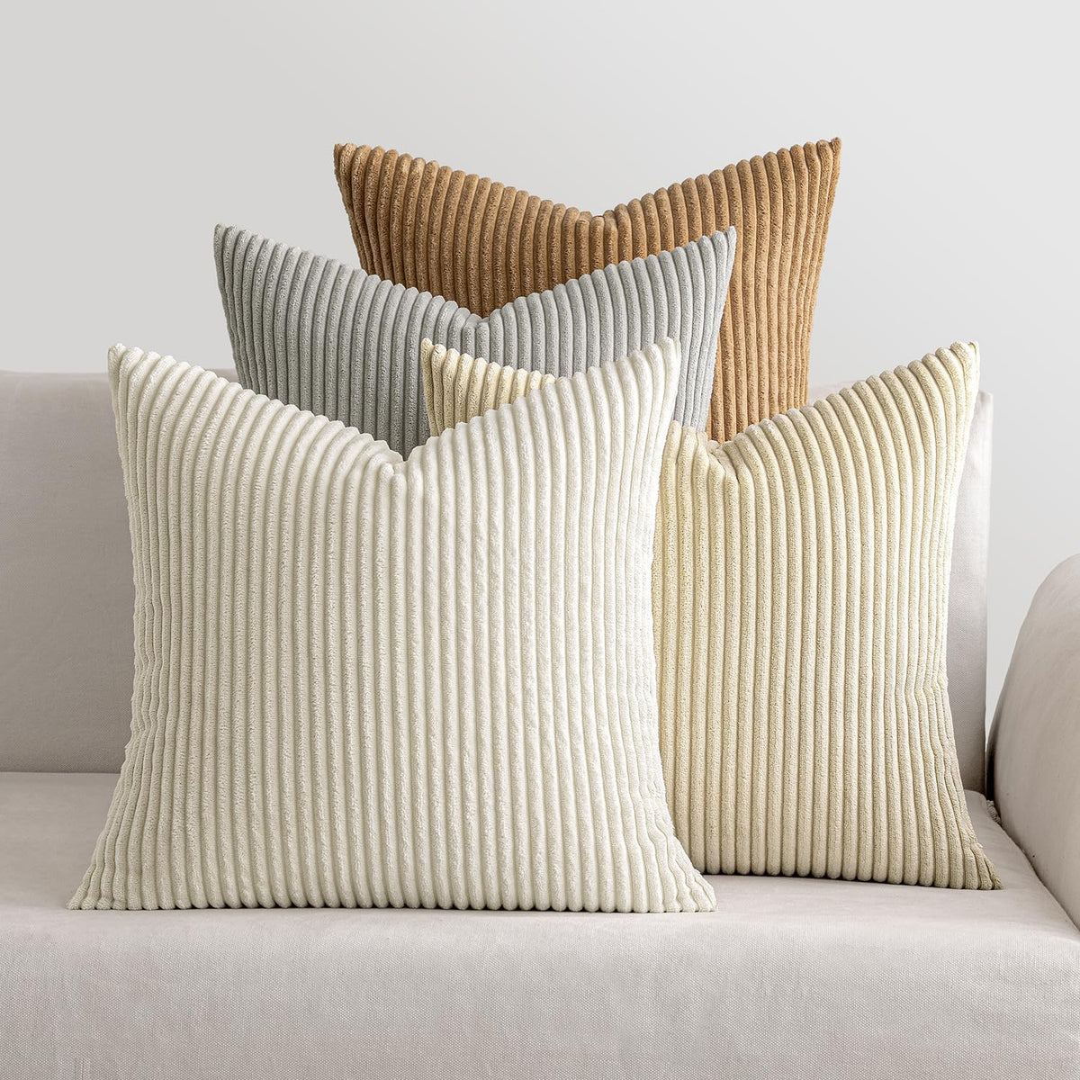 MIULEE Kissenbezug 40X40 4Er Set Kordsamt Weiche Kissenhülle Dekorative Sofakissen Quadratische Dekokissen Zierkissenbezug Gestreifte Kissenbezüge Für Wohnzimmer Forest Green Series