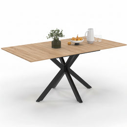 Idmarket - Ausziehbarer Esstisch Rechteck ALIX 4-8 Personen Spinnenbein Holz Und Schwarz 120-160 Cm