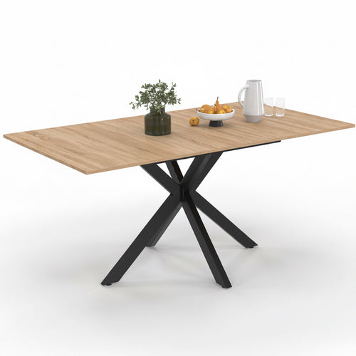 Idmarket - Ausziehbarer Esstisch Rechteck ALIX 4-8 Personen Spinnenbein Holz Und Schwarz 120-160 Cm