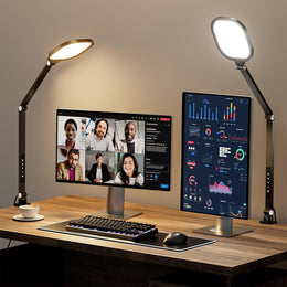 Litones Schreibtischlampe LED Dimmbare, Augenschutz Tageslichtlampe Schreibtisch Mit 3 Farbmodi Und Touch-Steuerung/Memory-Funktion,15W Schwenkarm Bürolampe Mit Stecker,Schwarz