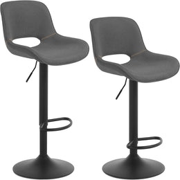 WOLTU Barhocker 2Er Set, Barstuhl Höhenverstellbar, Bar Hocker Stühle, Tresenstuhl, Kunstleder Stuhl, Tresenhocker, Bistrostuhl, Drehhocker, Mit Rückenlehne Fußstütze, Metall, Anthrazit, Bh402An-2
