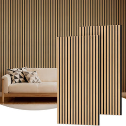 TONOR Akustikpaneele Holz, 4 Stück 120 X 60Cm - 2,88M² Wandpaneele Holz Holzpaneele Wand Als Schallschutzplatten, Wandverkleidung Holzoptik Für Wanddeko Wohnzimmer, Büro, Küche, Eiche