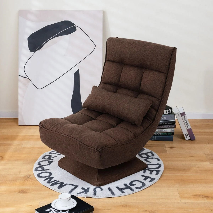 360° Drehbarer Bodensessel Mit Rückenlehne & Lendenkissen Bodenstuhl Lazy Sofa