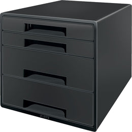 Leitz CUBE Schubladenbox Mit 4 Schubladen, Weiß/Grau, A4, Inkl. Transparentem Schubladeneinsatz, WOW, 52132001
