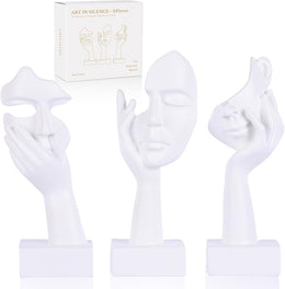 Schwarze Heimdekoration Akzentkunst Frau Gesicht Statue Sammlerstück Statue Für Modernes Zuhause Wohnzimmer Bücherregal Schwarz Schreibtisch Dekor 3-Teiliges Set