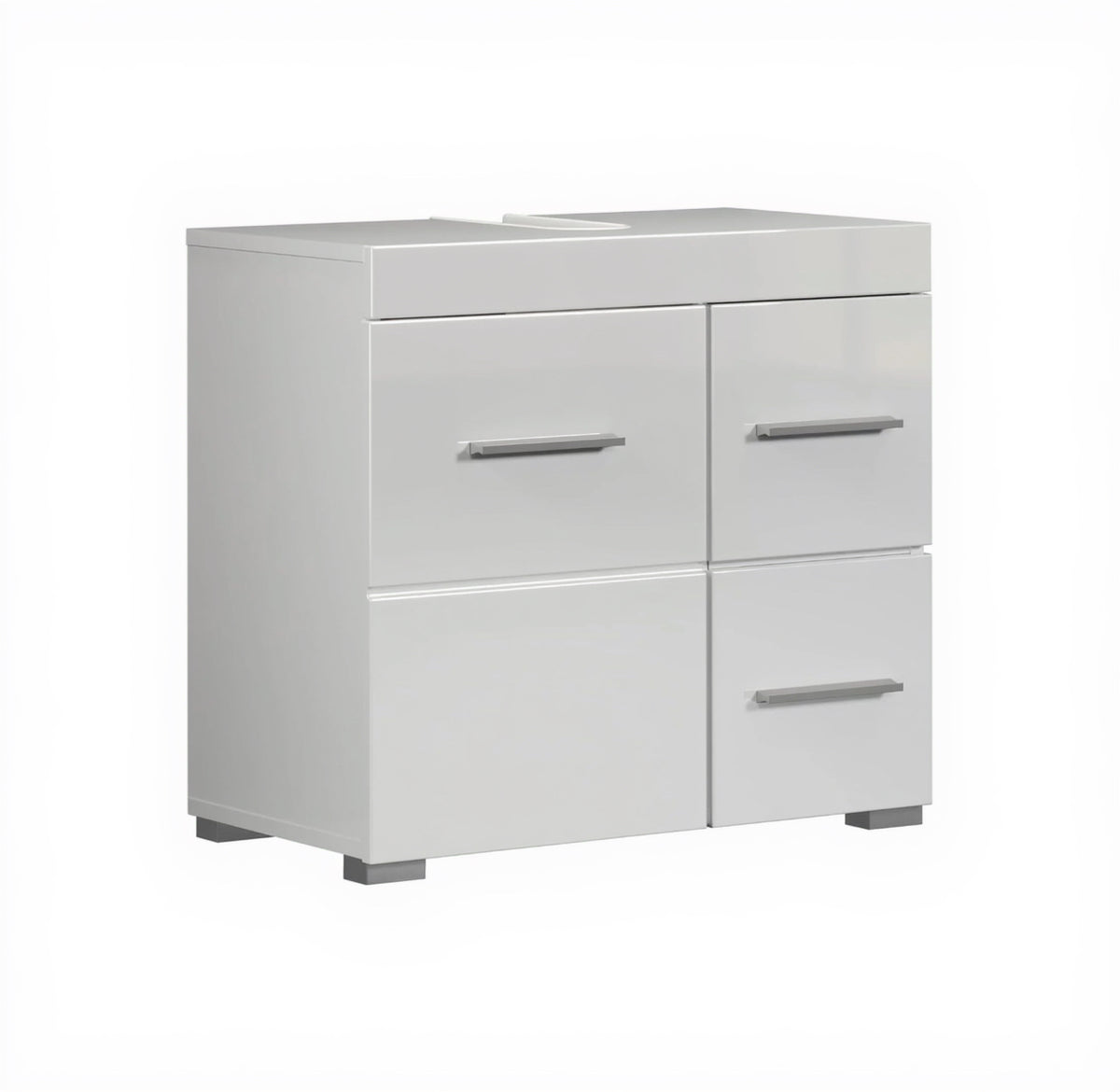 Trendteam Smart Living - Amanda - Waschbeckenunterschrank - Weiß/Weiß Hochglanz - 1 Einlegeboden - (Bxhxt) 60 X 56 X 34 Cm - Kratzfest