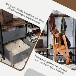 Industrielle Garderobe Mit Schuhbank Für Den Eingangsbereich 122X40X180 Cm Rustikales Braun