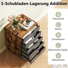 Rollcontainer Mit 5 Schubladen Mobiler Aktenschrank Mit Rädern Bürocontainer