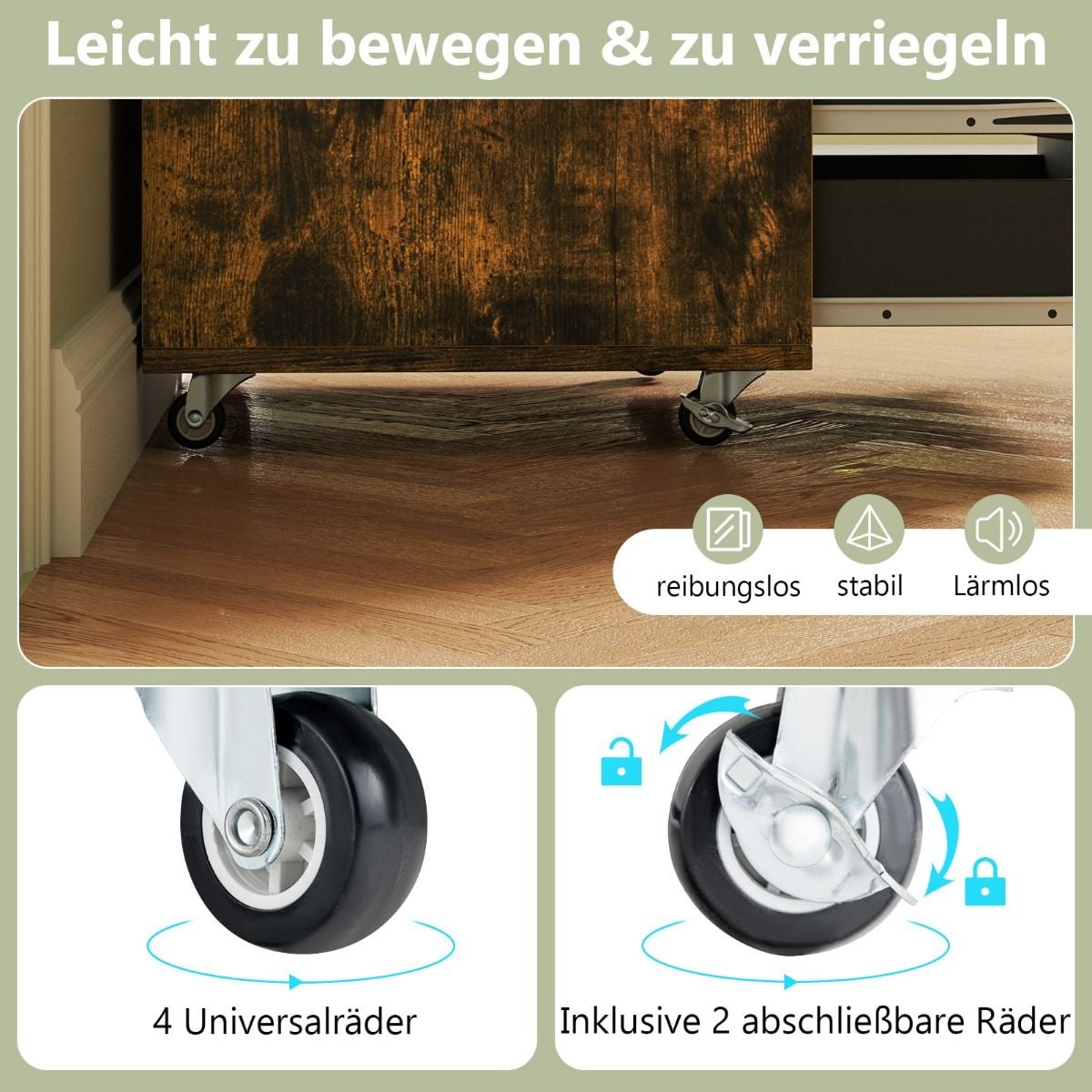 Rollcontainer Mit 5 Schubladen Mobiler Aktenschrank Mit Rädern Bürocontainer