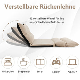 3 in 1 Klappbares Bodensofa Mit Schlaffunktion & Verstellbarer Rückenlehne Beige