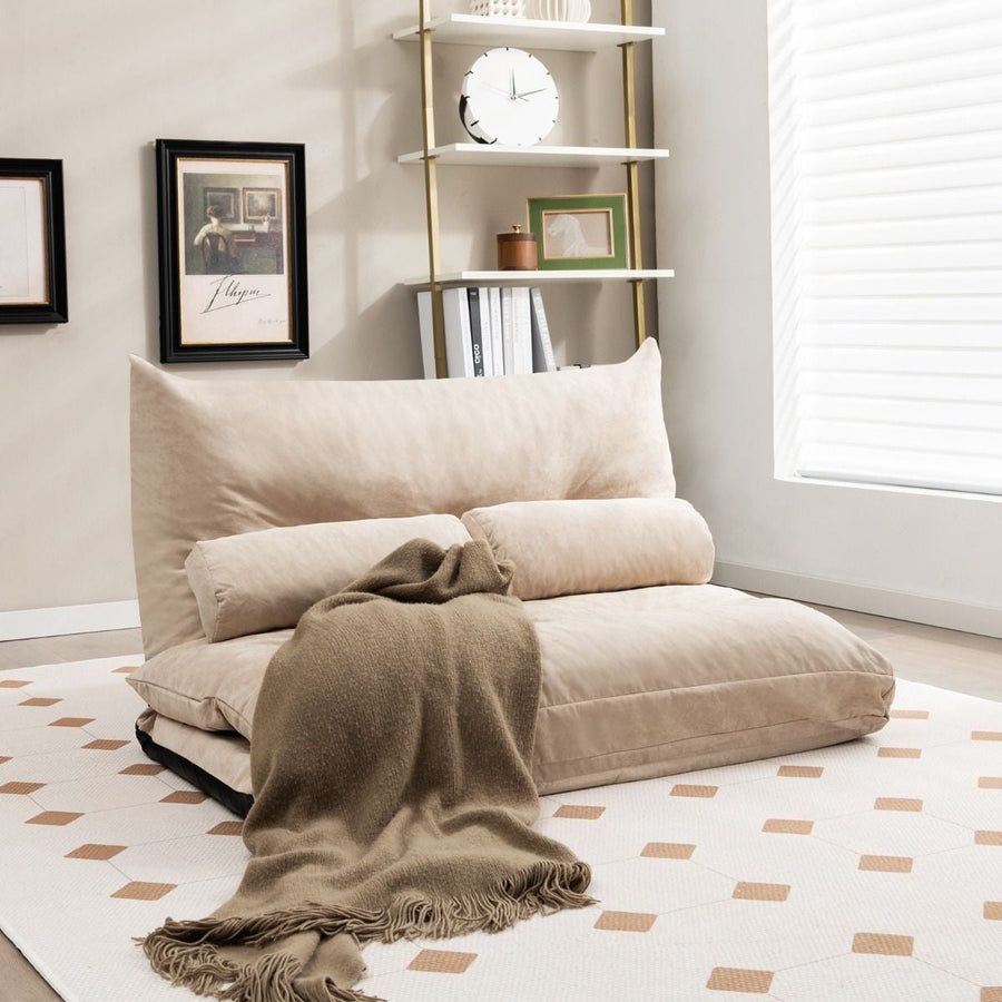 3 in 1 Klappbares Bodensofa Mit Schlaffunktion & Verstellbarer Rückenlehne Beige