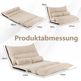 3 in 1 Klappbares Bodensofa Mit Schlaffunktion & Verstellbarer Rückenlehne Beige