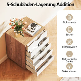 Rollcontainer Mit 5 Schubladen Mobiler Aktenschrank Mit Rädern Bürocontainer