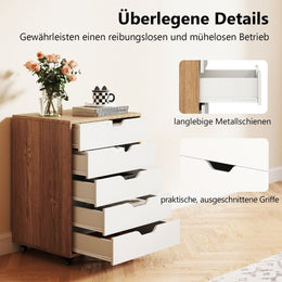 Rollcontainer Mit 5 Schubladen Mobiler Aktenschrank Mit Rädern Bürocontainer