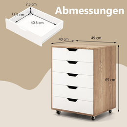 Rollcontainer Mit 5 Schubladen Mobiler Aktenschrank Mit Rädern Bürocontainer